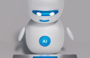 a white robot sitting on top of a table